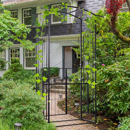 Garden Entrance Arch Trellis with Door Gate - 6.6ft