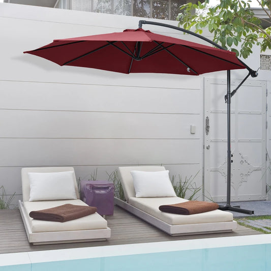 Cantilever Hanging Banana Parasol Umbrella - Wine Red