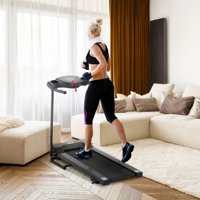 9.9km/h - Motorised Foldable Treadmill / Running Machine with LCD Display and Drink Holders