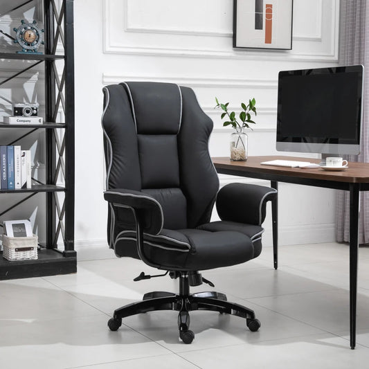 Office Chair, High Back Executive Chair, PU Leather Computer Desk Chair with Armrests and Adjustable Height, Black