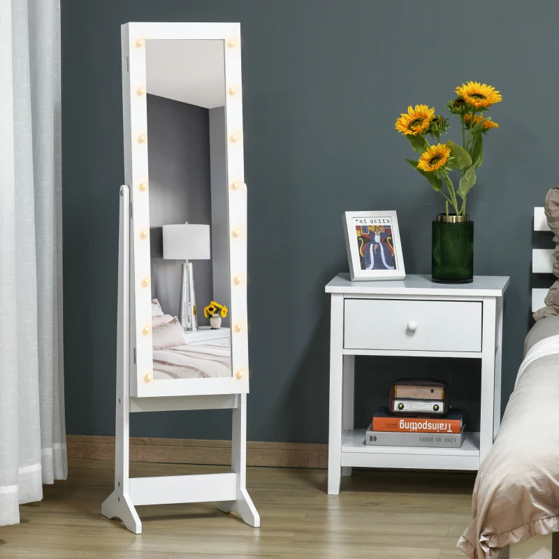 LED - Cabinet Mirror Armoire Floor Organiser with 3 Adjustable Angles