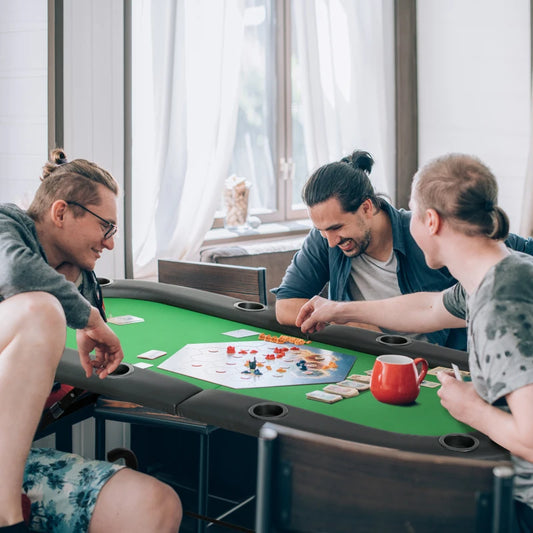 1.83m - Foldable 8 Player Poker Table with Drinks Holders