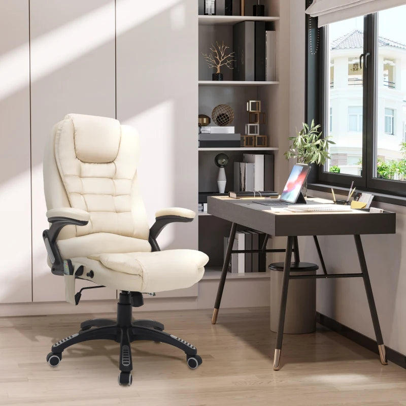 Executive Tilt & Recline Office Chair with Massage & Heat function - Cream