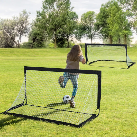 6 x 3 ft - Set of 2 Football Goal Nets - Foldable Outdoor Sport Training Set