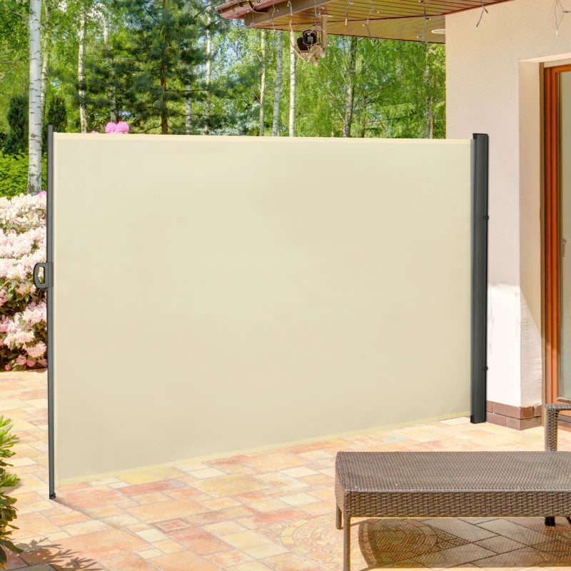 Retractable Side Sun Awning / Outdoor Privacy Screen - (3 x 2) - Cream