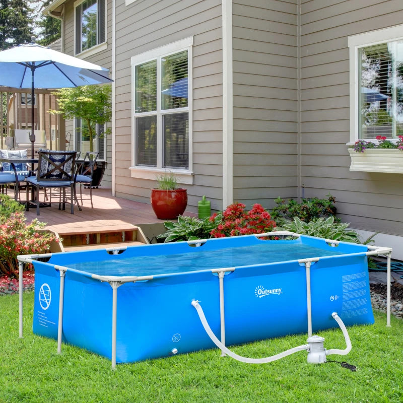 Steel Frame Pool with Reinforced Sidewalls, Filter Pump and Filter Cartridges -  Blue