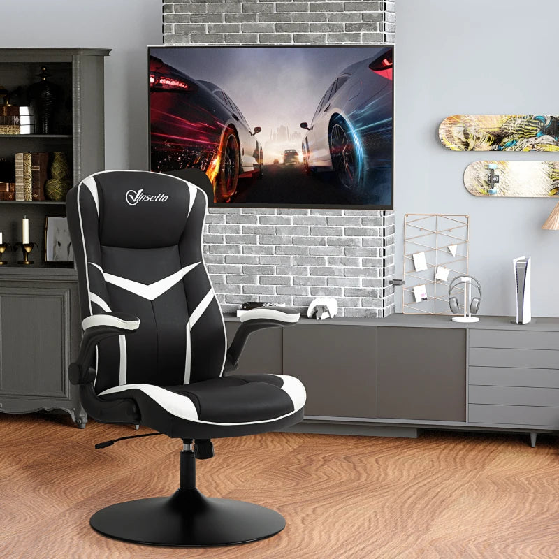 Ergonomic Swivel Gaming Computer Chair with Adjustable Height - Black / White