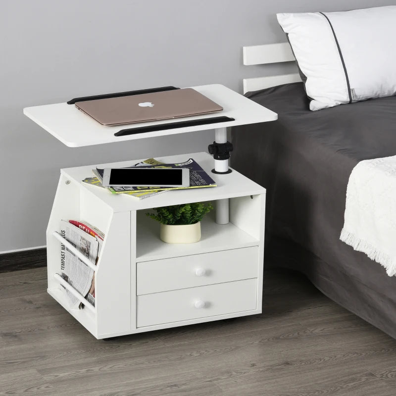 Functional Swivel Multi-Use Side Table / Nightstand with Swivel Laptop Table