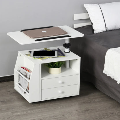 Functional Swivel Multi-Use Side Table / Nightstand with Swivel Laptop Table