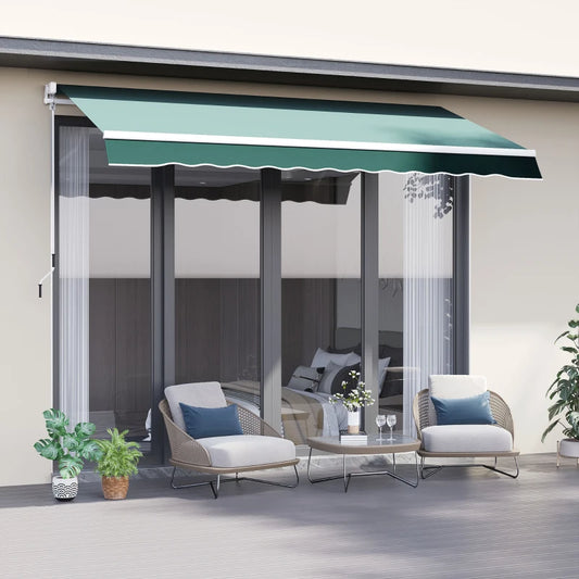 (2.5-2m) Adjustable Winding Retractable Canopy Awning - Green