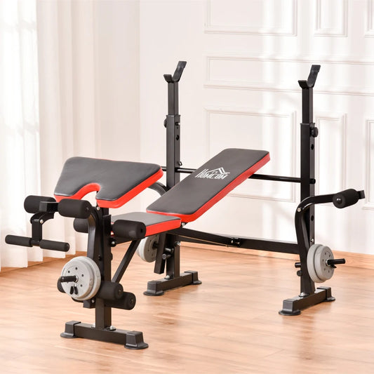 Multi-Functional - Adjustable Weight Bench with Leg Developer and Barbell Rack (Barbell & Weights not Included)