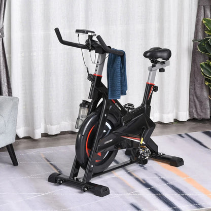 Indoor Stationary Cycling Exercise Bike with Adjustable Resistance, LCD Monitor and Phone Holder (10kg Flywheel)