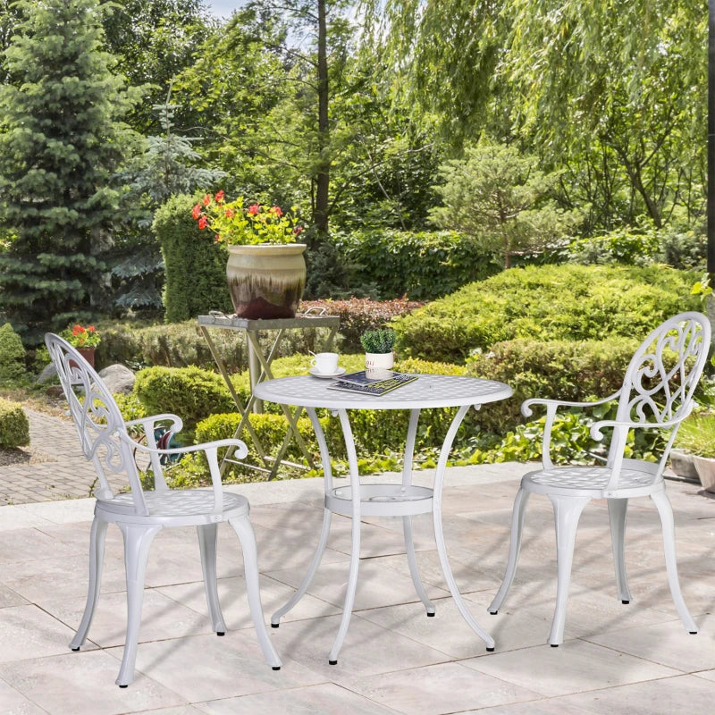 3-Piece Cast Aluminium - Bistro Set - Round Table with 2 Chairs