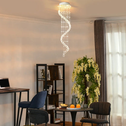 Chandelier Style Spiral Crystal Waterfall Droplet - Ceiling Light