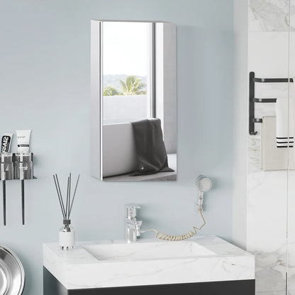 Narrow Style Bathroom Mirror Cabinet with Hidden Storage 2-Tier Shelving