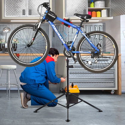 Adjustable Folding Bike Repair Stand for Repair, Maintenance or Display with Tool Tray