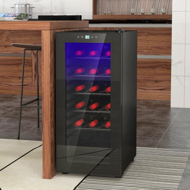 18 Bottle - Undercounter Wine Cooler / Fridge with Digital Touch Screen Temperature Control & LED Light