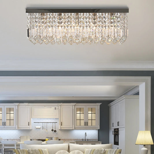 Rectangle Crystal Ceiling Chandelier Hanging Lights