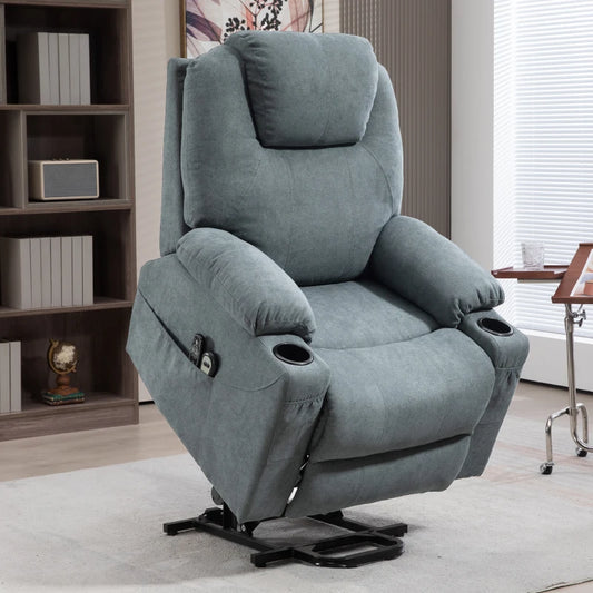 Lift & Recline Armchair with Cupholders, Heat / Massage Modes and Remote Control Pouch