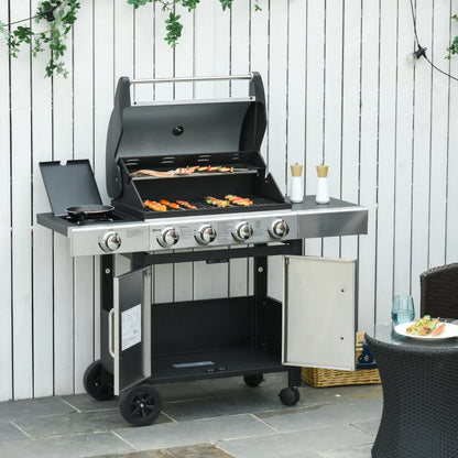 Gas BBQ 4+1 Burner with Warming Rack & Side Burner