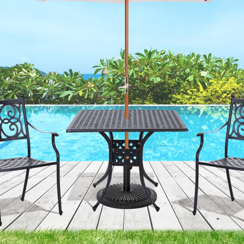 Large Square Cast Aluminium Bistro Style Table (Parasol & Chairs Not Included)