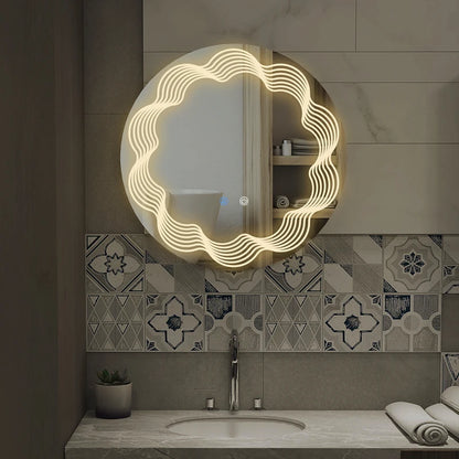 Circular Bathroom Mirror with LED Dimmable Lights, 3 Colour Mode, Smart Touch and Anti Fog Feature