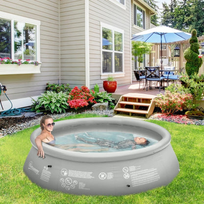 Large Inflatable Swimming Pool with Hand Pump - (274 x 76cm) - Grey