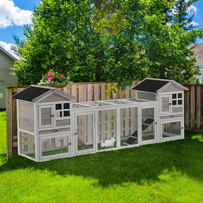 2-in-1 Rabbit Hutch - 1 Large Hutch or 2 Separate Hutches with Pull Out Trays