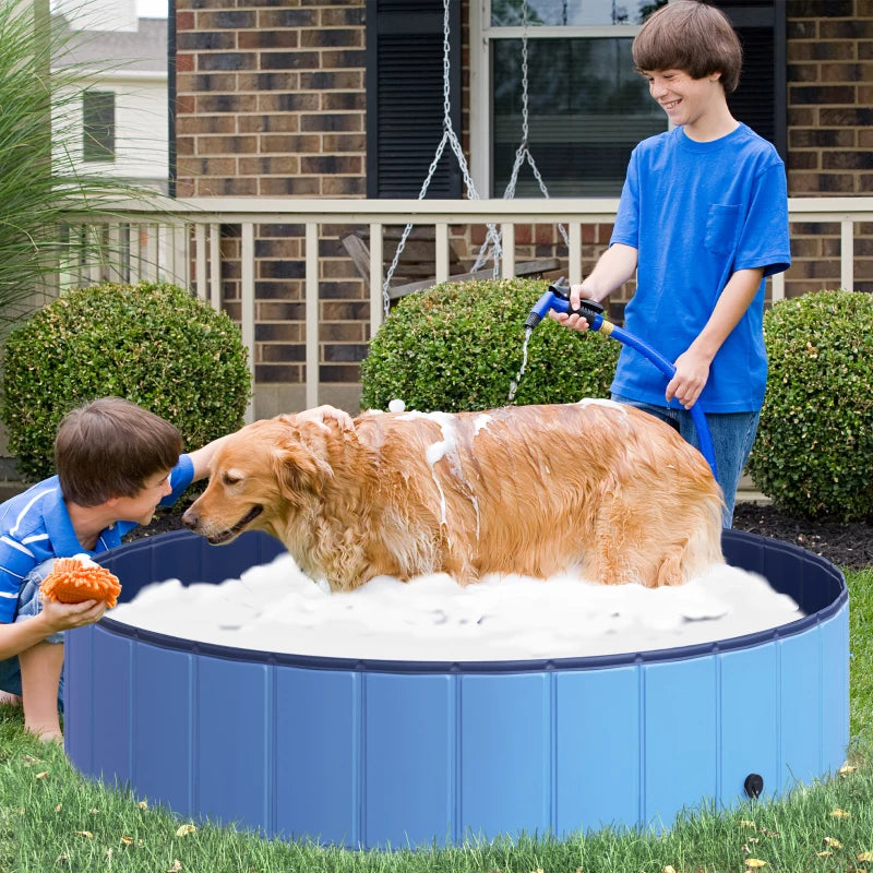 Dog / Pet Foldable Paddling Pool - Multi-Use - Bath/Grooming Tub, Sandbox, Ball Pit, Paddling Pool - Blue