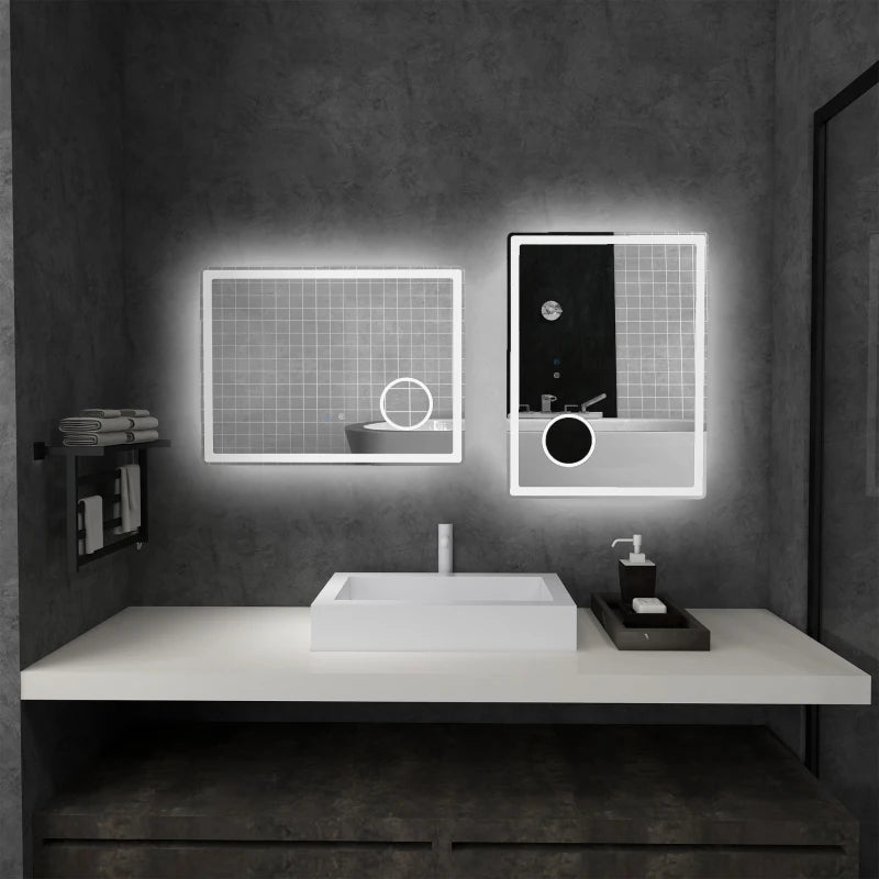 Anti-Fog - LED - Bathroom Mirror with 3x Magnifying Circle & 3 Colour Options, Smart Touch