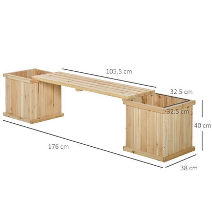 Garden Wooden Bench with Raised Bed Planters