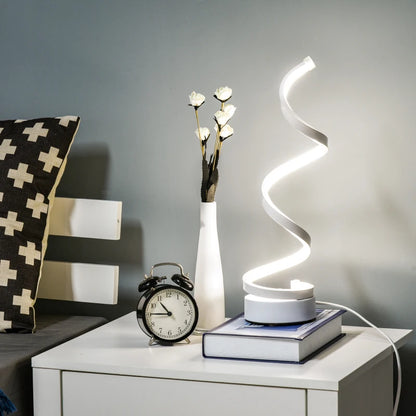 Wave Shape LED Table Lamp with Round Metal Base