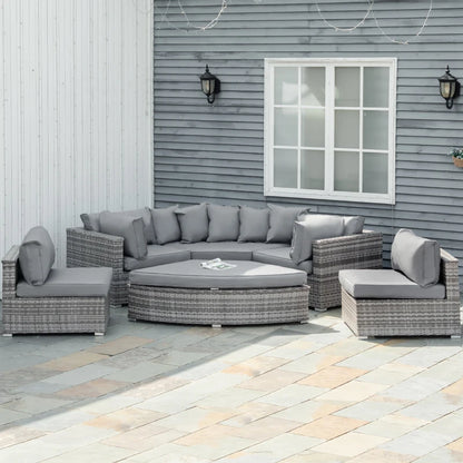 6-Piece Large - Rattan Corner Sofa Set with 10cm Thick Padded Cushions with Angled Corner Design