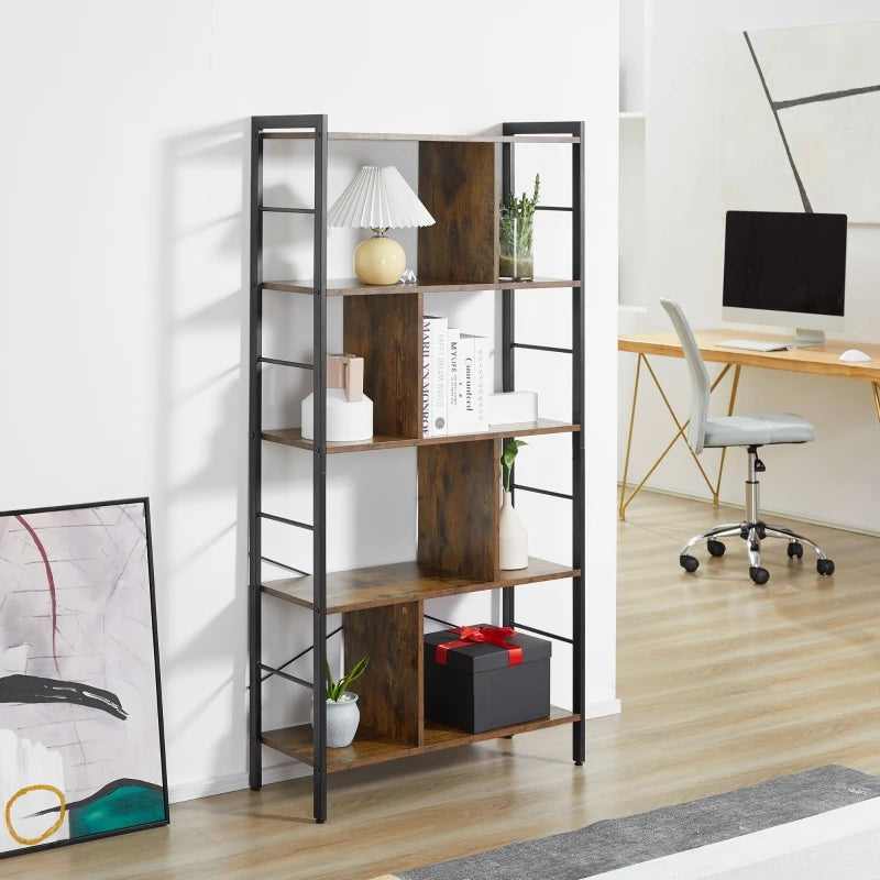 Industrial Style 5-Tier Bookcase Storage Display Unit with 8 Sections