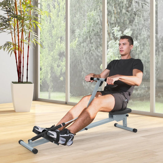 Slimline Compact Gas Strut Rowing Machine with 12-Level Adjustable Resistance and LCD Digital Monitor