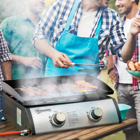 Gas - Flat-top Griddle / Grill with 2 Stainless Steel Burners