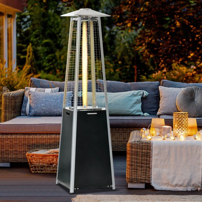 Pyramid Patio Gas Heater Garden Tower with Wheels, Dust Cover, Regulator and Hose