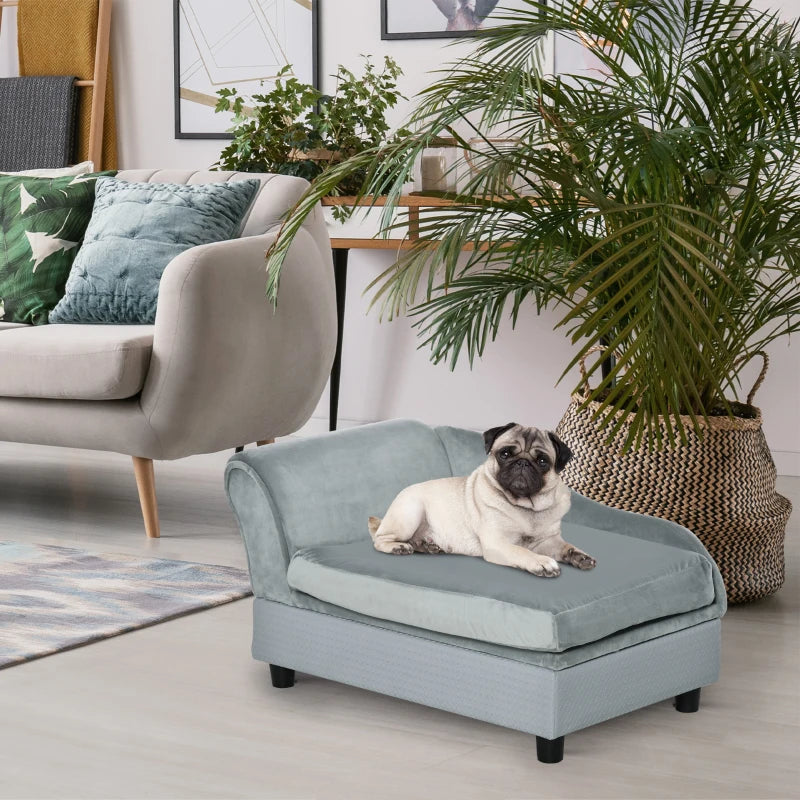 Soft Cushioned Dog Sofa with Underneath Storage Ottoman - Small Dogs