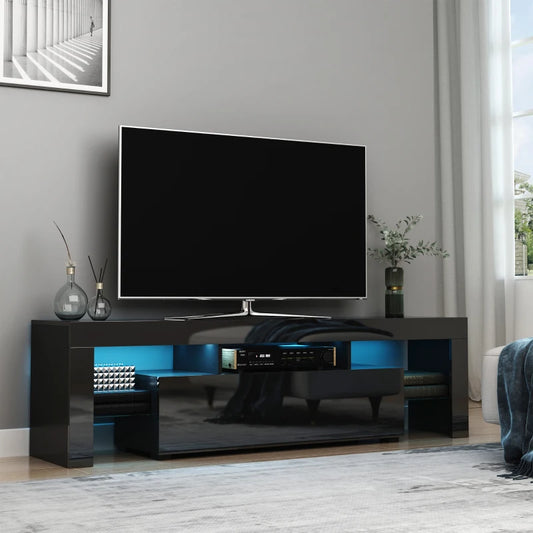 Modern Style Media Centre - TV Stand with LED Lights & Storage Compartment