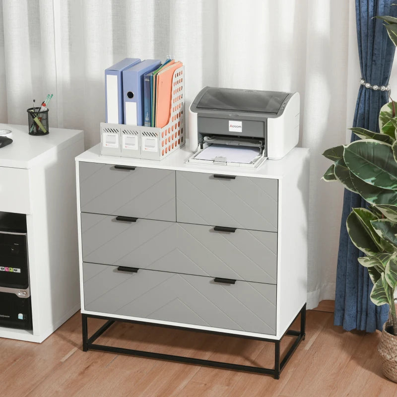 Embossed Pattern Chest of Drawers with Metal Handles