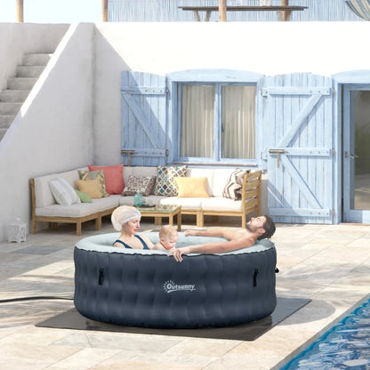 Round Hot Tub Inflatable Outdoor Bubble Spa Pool with Pump, Cover and Filter Cartridges - Navy