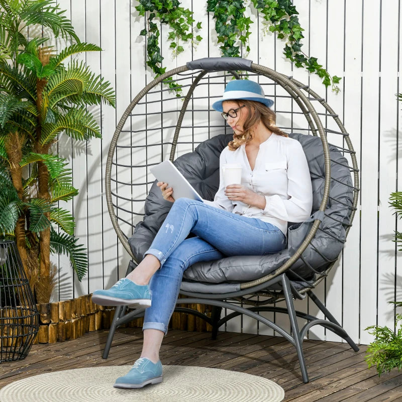 No Hang - Basket Egg Chair with Large Cushion