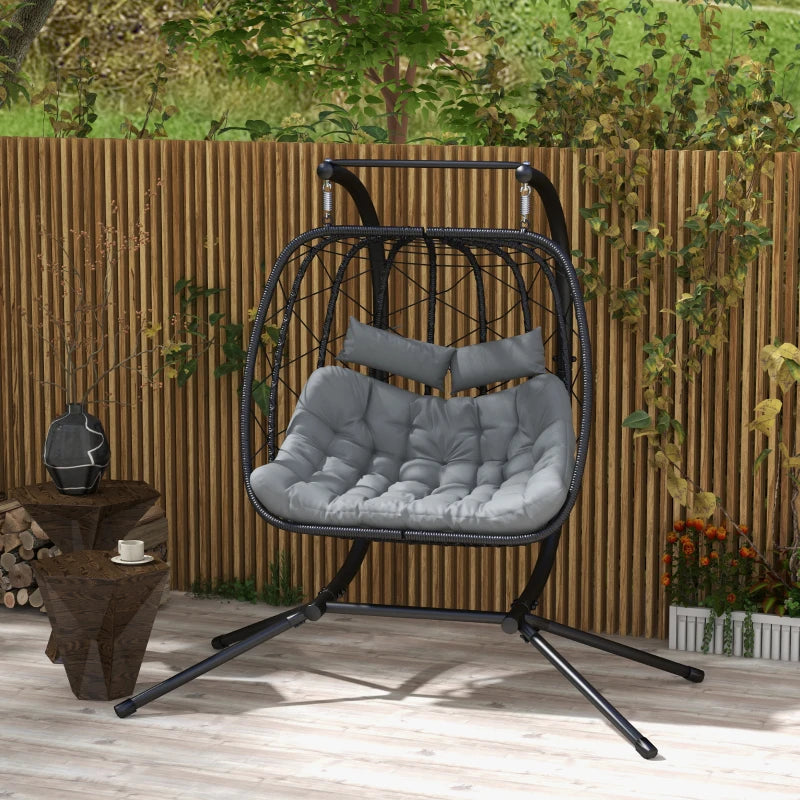 2 Seater Hanging Egg Chair with Steel Frame