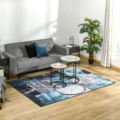 Blue Geometric Style Rug / Large Carpet for Living Room - Area Rugs