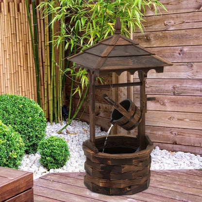 Wooden Waterfall Wishing Well with Pouring Well Bucket - (Electric Water pump Included)