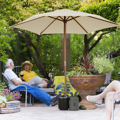 2.5m - Wooden Garden Parasol Outdoor Canopy Sun Shade for Patio - Cream