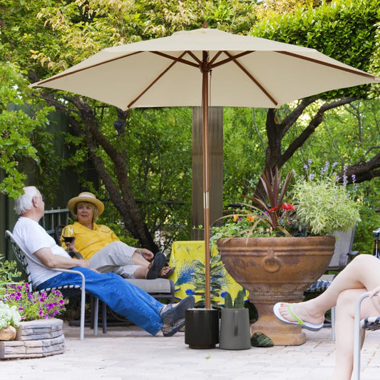 2.5m - Wooden Garden Parasol Outdoor Canopy Sun Shade for Patio - Cream