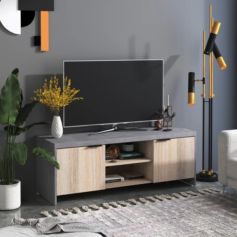 Nordic Style - TV Cabinet / Media Center Unit with Open Shelves and 2 Cupboard Storage