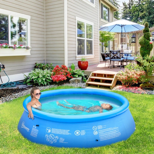 Large Inflatable Swimming Pool with Hand Pump - (274 x 76cm) - Blue