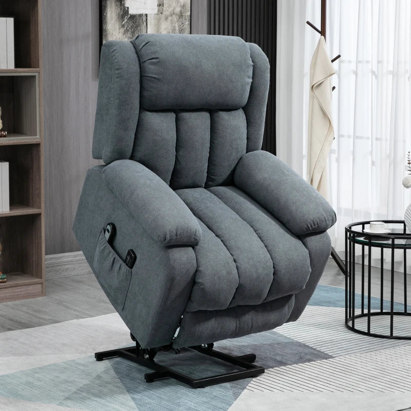 Oversized Massaging Riser and Recliner Chair with 8 Vibration Massage, Remote Control & Side Pocket